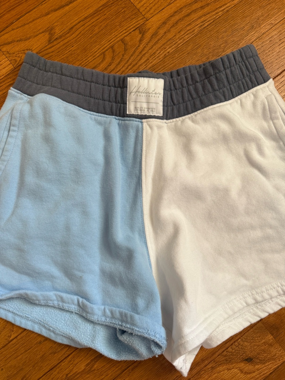 Hollister light blue and white ultra high-rise fleece